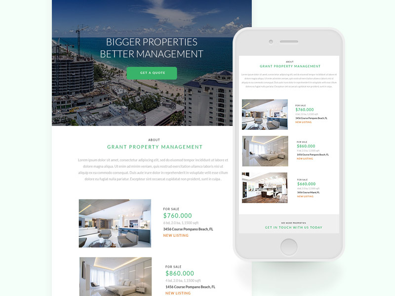 Property Newsletter photography properties real estate mail web design layout responsive newsletter