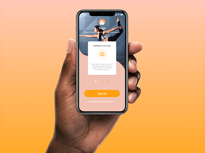 Mobile app - exploration ios x landing page meditation mobile app orange yoga