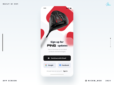 Ping G410 Sign up Screen | Daily UI Challenge 001 (App Screen)