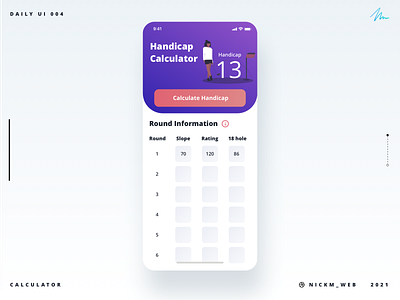 Golf Handicap Calculator | Daily UI Challenge 004 (Calculator)