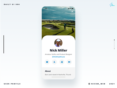 Golf User Profile | Daily UI Challenge 006 (User Profile) daily dailyui dailyui 006 dailyuichallenge golf