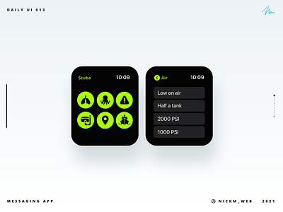Apple Watch Messaging App | Daily UI Challenge 013 (Messaging) applewatch daily dailyui dailyui 013 dailyuichallenge messaging messaging app ocean scuba watch