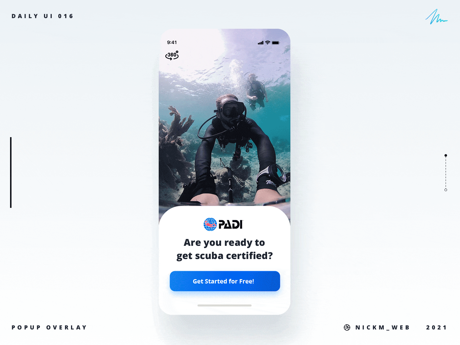 PADI Popup Overlay | Daily UI Challenge 016 (Popup Overlay) daily daily ui daily ui 016 daily ui challenge dailyui dailyuichallenge ocean padi scuba