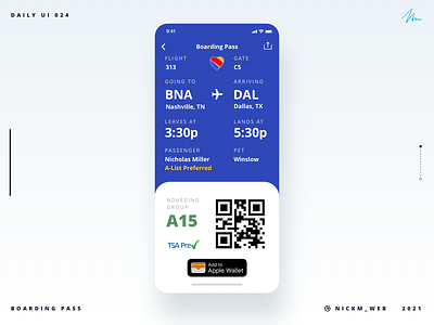 Southwest Boarding Pass | Daily UI Challenge 024 (Boarding Pass) boardingpass daily daily ui daily ui 024 daily ui challenge dailyuichallenge southwest