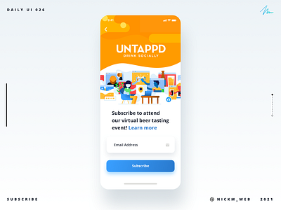 Untappd App Subscribe | Daily UI Challenge 026 (Subscribe)