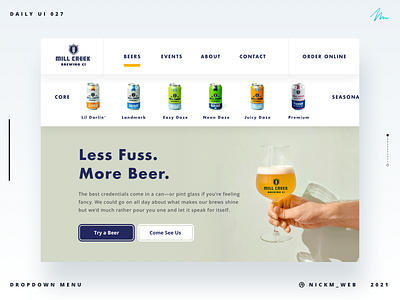 Mill Creek Website Dropdown | Daily UI Challenge 027 (Dropdown)