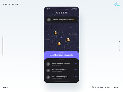 Ubeer App | Daily UI Challenge 029 (Map Feature)