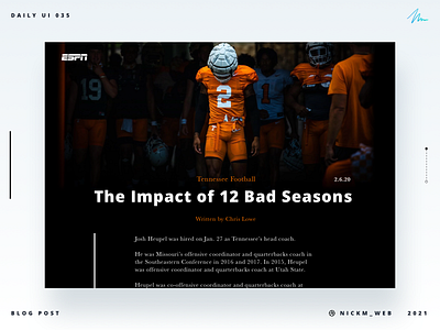Tennessee Vols Blog Post | Daily UI Challenge 035 (Blog Post)