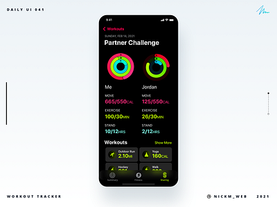 Partner Challenge | Daily UI Challenge 041 (Workout Tracker)