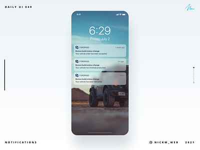 2021 Bronco FordPass | Daily UI Challenge 049 (Notifications)
