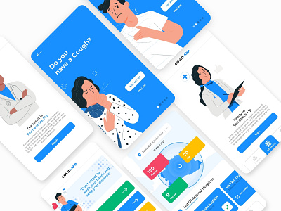 Covid-App app blue colorful colors covid 19 design doctor flat health hospital icon illustraion ui uidesign uikit ux