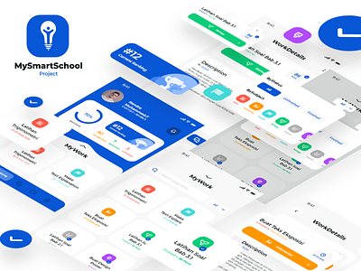 MySmartSchool App app blue design flat icon ui uidesign uikit ux web