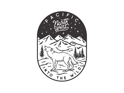 Pacific northwest | into the wild badge design illustrator mountain vector