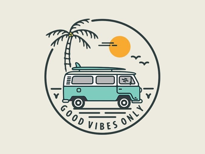 Good vibes only badge design explore mountain vector