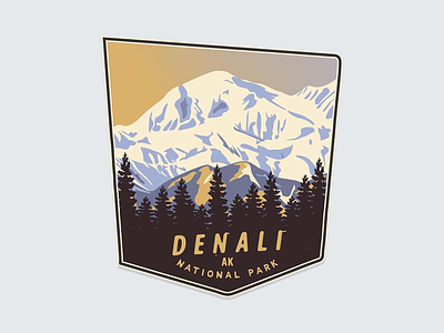 Denali National Park badge illustrator mountain vector