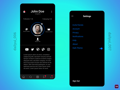 dailyui006 007 adobe xd adobexd daily 100 challenge daily ui dark mode minimal reviews settings ui ui design user profile ux design