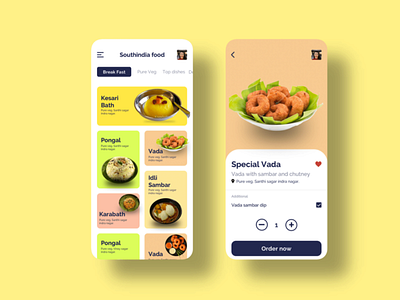 South Indian breakfast user user interface design