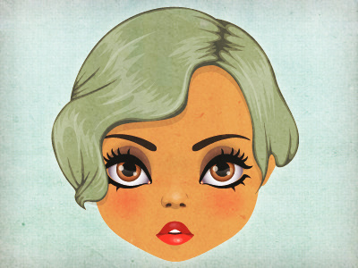 Lady Green character face girl illustration