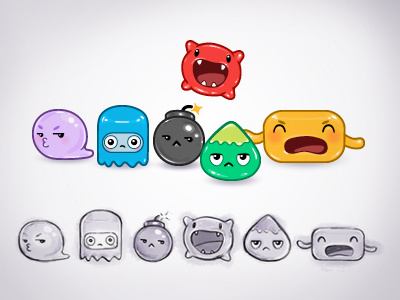 small enemies characters illustration