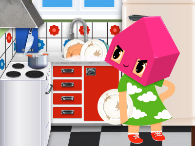 doing the dishes.. boca character game illustration ios kids toca tocaboca vector