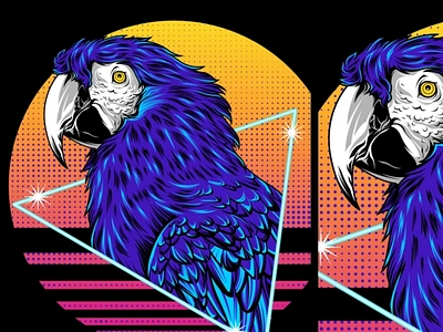 Retro Macaw animal bird design illustration macaw parrot pet printing retro screen print space t shirt vector wings zoo