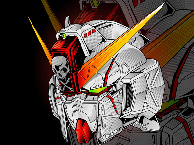 Mecha X bone anime design gundam cross bone illustration mecha mechanic printing robot t shirt vector