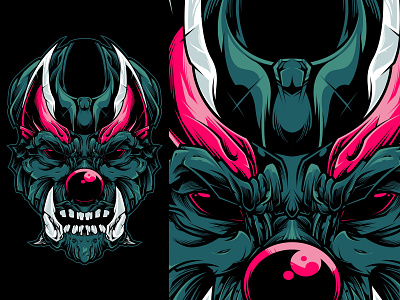 Monster Clown design illustration logo printing screen print t shirt vector