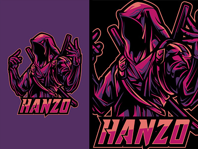 Hanzo logo Esport assasin esport illustration logo vector