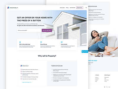 Real Estate Agency Home Page agency blue clean creative design flat home mortgage real estate ui ux web design
