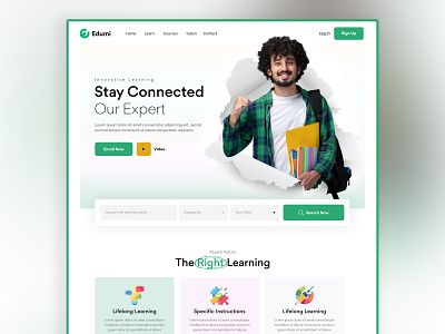 Edumi - LMS & Education landing page template awesomelanding page design courses e learning editorial education illustration landing page language school learning management lms online courses online learning school system teaching university wp lms