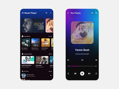 Music Player Application app design music app music player music player ui ui ux