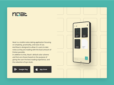 Noat - Website UI adobe android app branding clean design figma flat ios landing minimal mobile page phone ui uiux web web design website xd