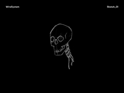 WireSystem - Skull sketch artificial black and white design drawing graphic design head illustration illustrator robot skelaton sketch skull spine spooky wear wires