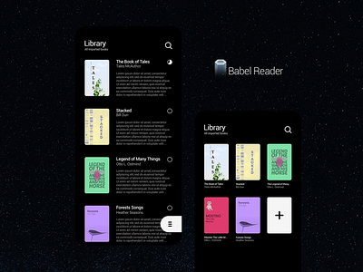 Babel Reader App UI BLACK