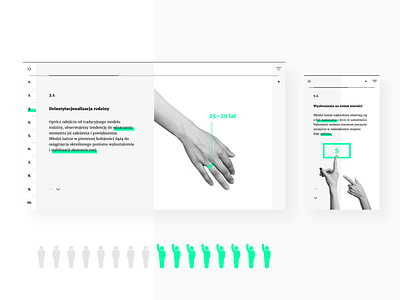 Starzejesz się – data visualization about population ageing clean data visualization dataviz hand icon mobile neon ui ui design web design website