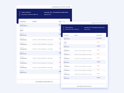 Extrato Bancário app design ui ux web