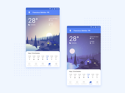 Weather app android aplicativo app design illustration ui ux