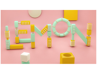 Lemon 3d font c4d lemon pink