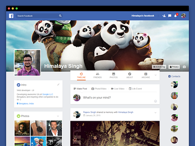 Facebook Profile Page UI Concept concept design facebook profile ui