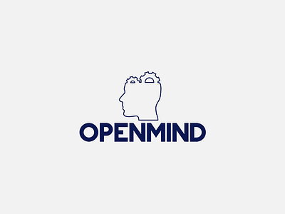 OpenMind gears head logotype mind open