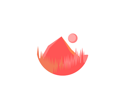 Red Mountain design flat icon illustration landscape logo orange vector