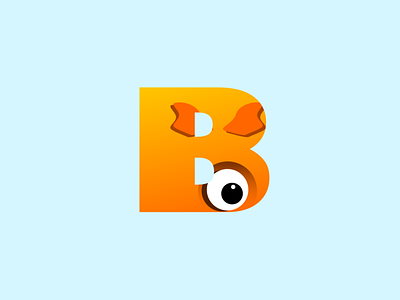 B design flat gradient icon illustration logo orange typography vector