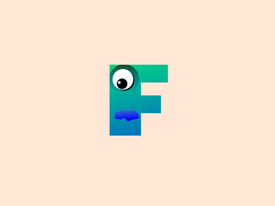 F blue design flat gradient green icon illustration logo typography vector