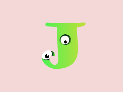 J design eye eyes flat gradient green icon illustration logo typography vector