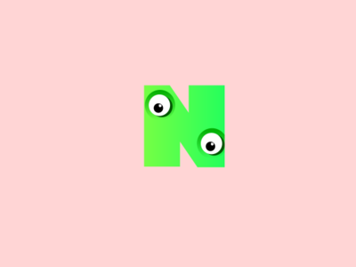 N design eye eyes flat gradient green icon illustration logo monster typography vector