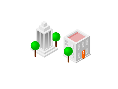 Isometric Buildings design flat gradient house icon illustration isometric isometric design logo perspective tree vector