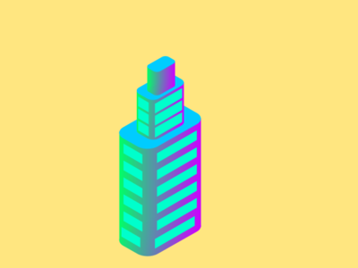 Isometric Tower building design gradient illustration isometric rounded vector