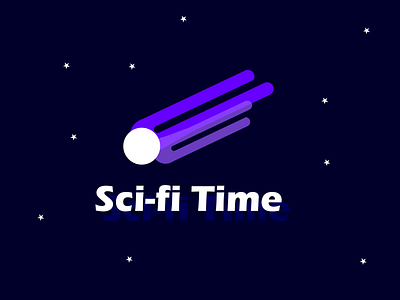 Sci-Fi Time comet design flat icon illustration logo meteor star stars typography vapour trail vector