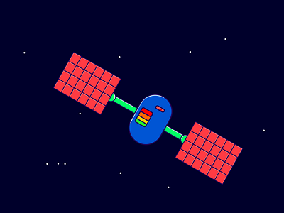 Satellite blue design flat green illustration landscape outline red robot solar solar panel space space exploration stars vector