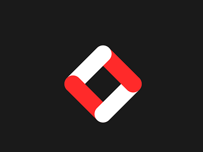 Overlapping Square design flat icon illustration logo quad quadrilateral red vector white